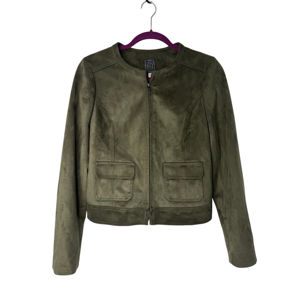 LTD Olive Faux Suede Zip Jacket Size S Utility Minimalist